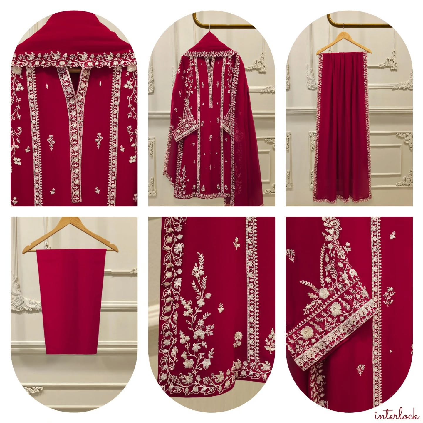 3Pcs pure chiffon embroidery shirt with chiffon embroidery