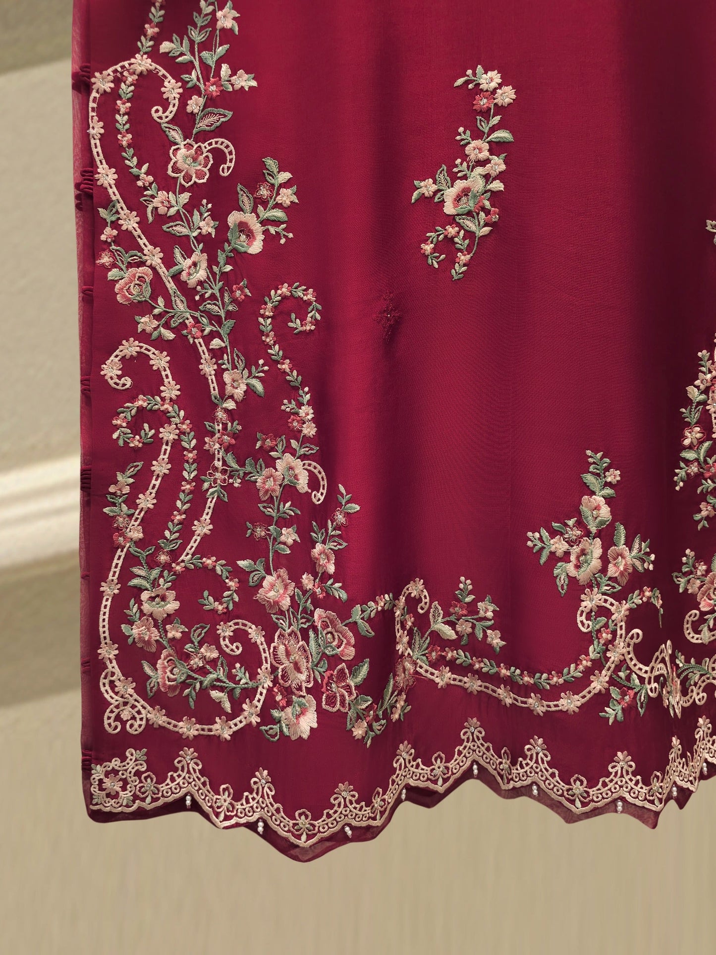 Pure Embroidered Sheesha Silk Shirt