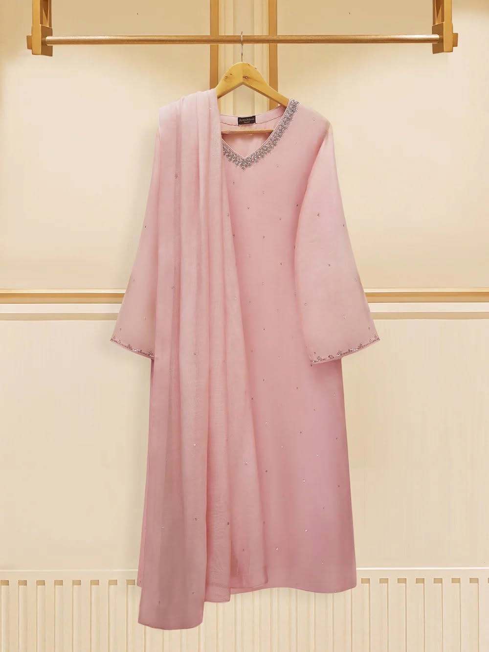 3 PIECE - PURE COTTON NET EMBROIDERED SUIT