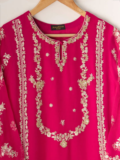 2 Piece - Pure Chiffon Embroidered Suit