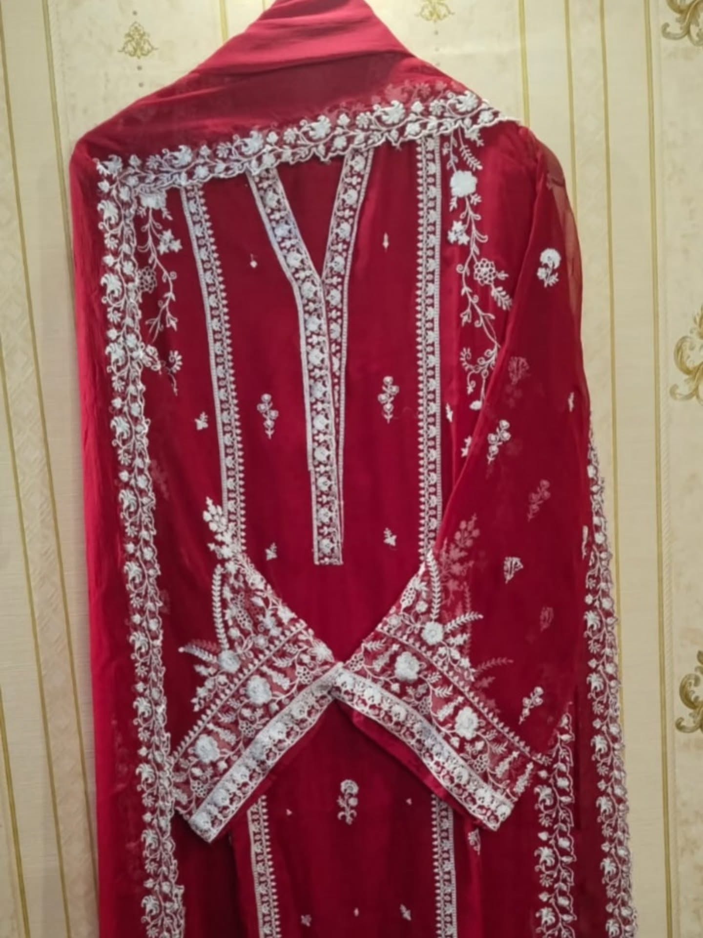 3Pcs pure chiffon embroidery shirt with chiffon embroidery