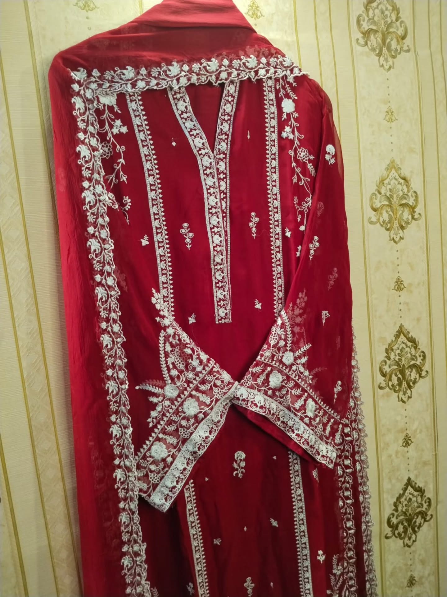 3Pcs pure chiffon embroidery shirt with chiffon embroidery