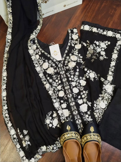 pure chiffon embroidery shirt with chiffon embroidery