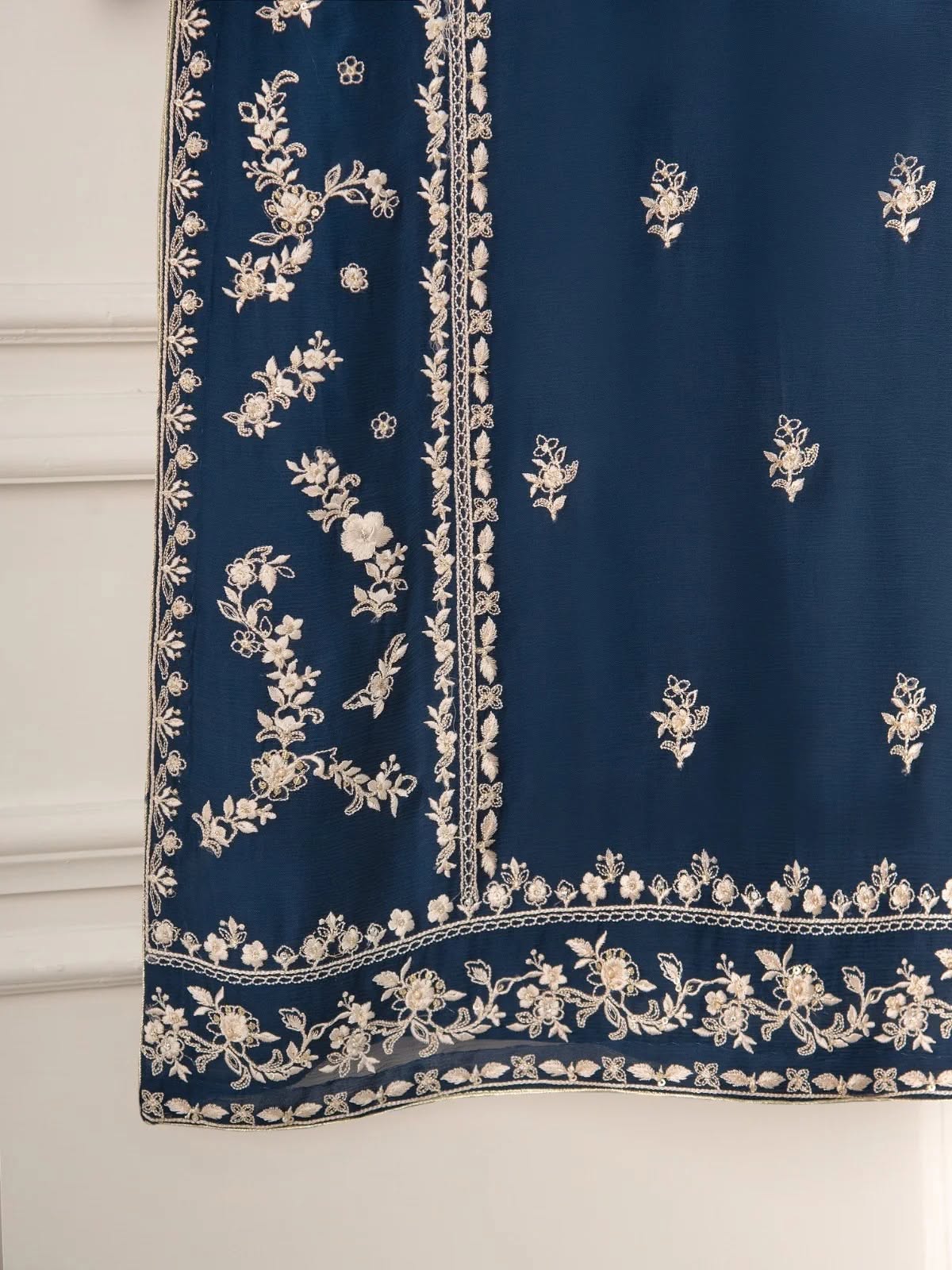 2 Piece - Pure Chiffon Embroidered Suit