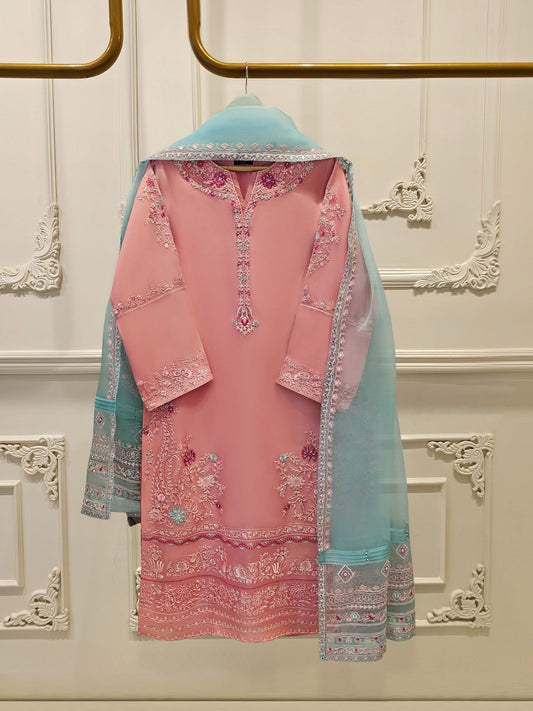 3 Piece - Pure Organza Embroidered Suit