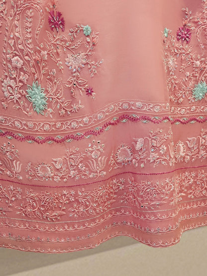 3 Piece - Pure Organza Embroidered Suit