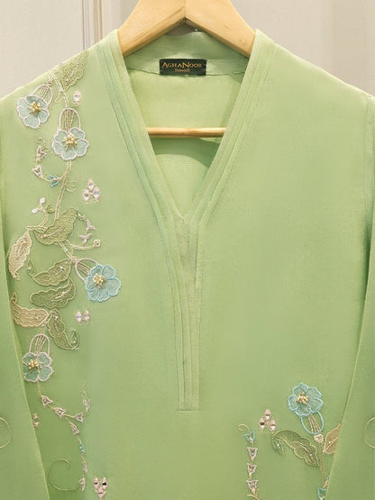2 Piece - Pure Embroidered Cotton Net Suit