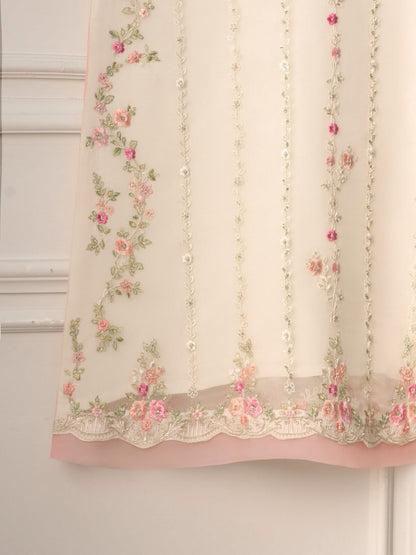 3 Piece- Pure Organza Embroidered Suit