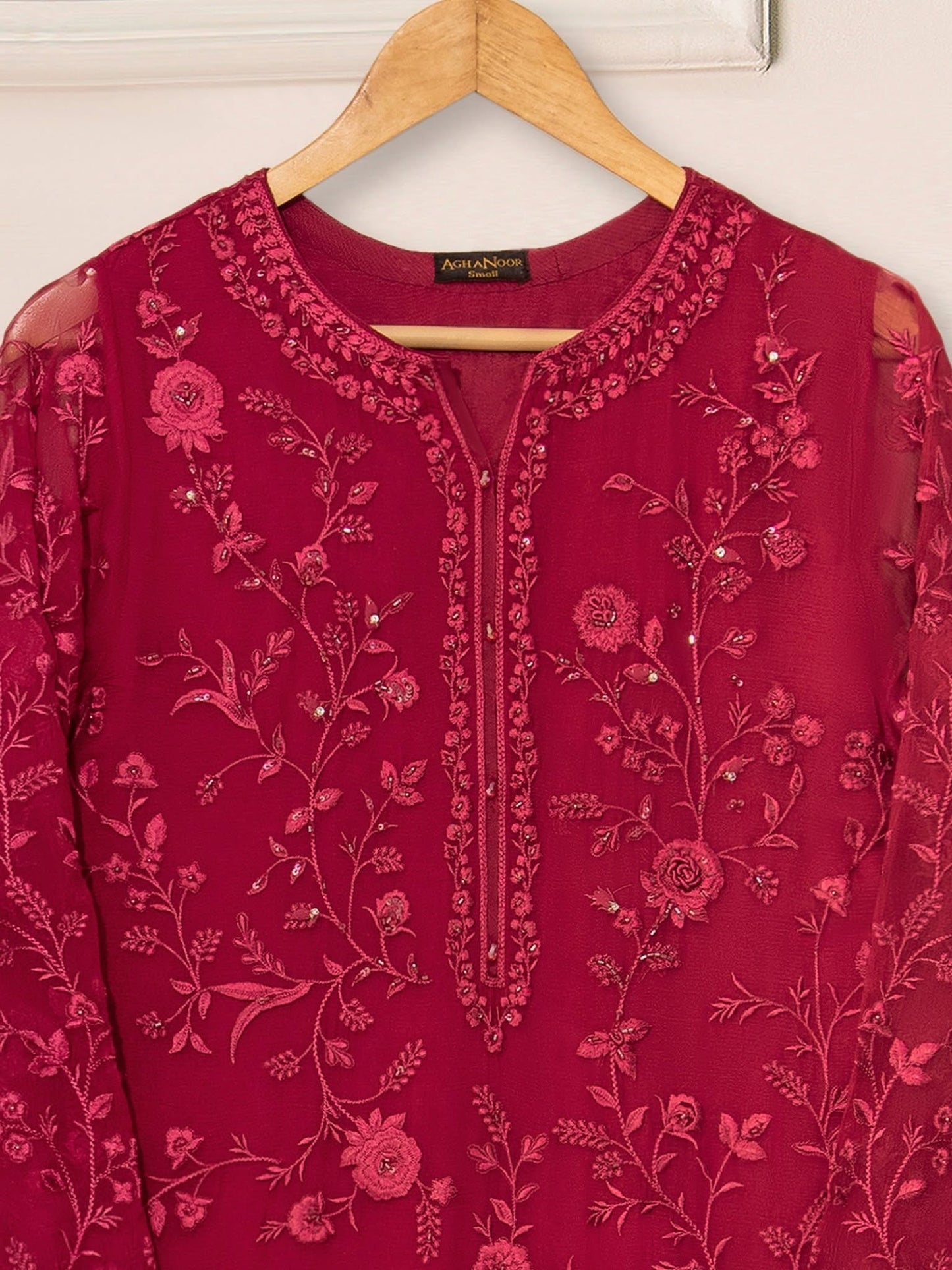 2 Piece - Pure Chiffon Embroidered Suit