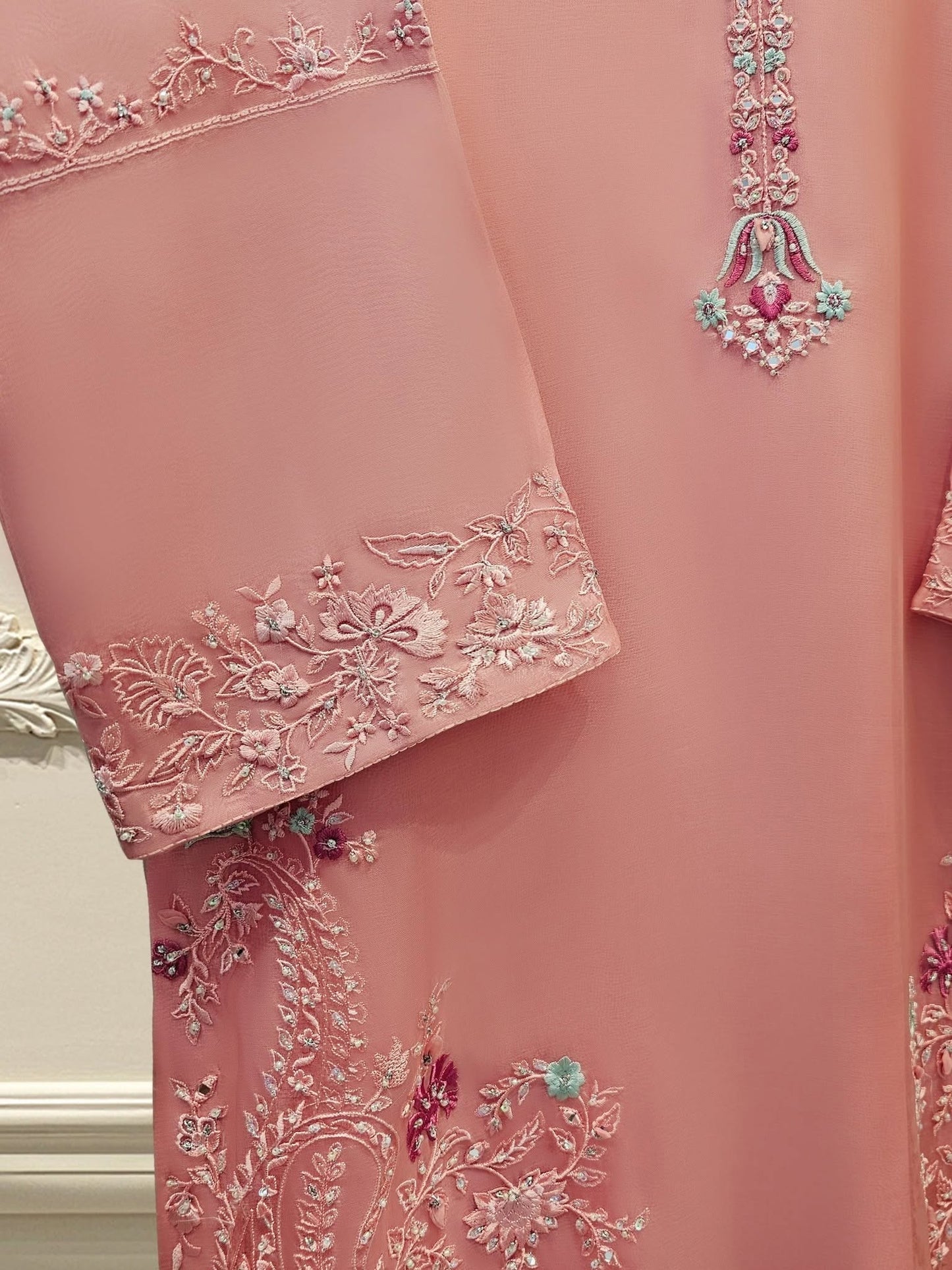 3 Piece - Pure Organza Embroidered Suit