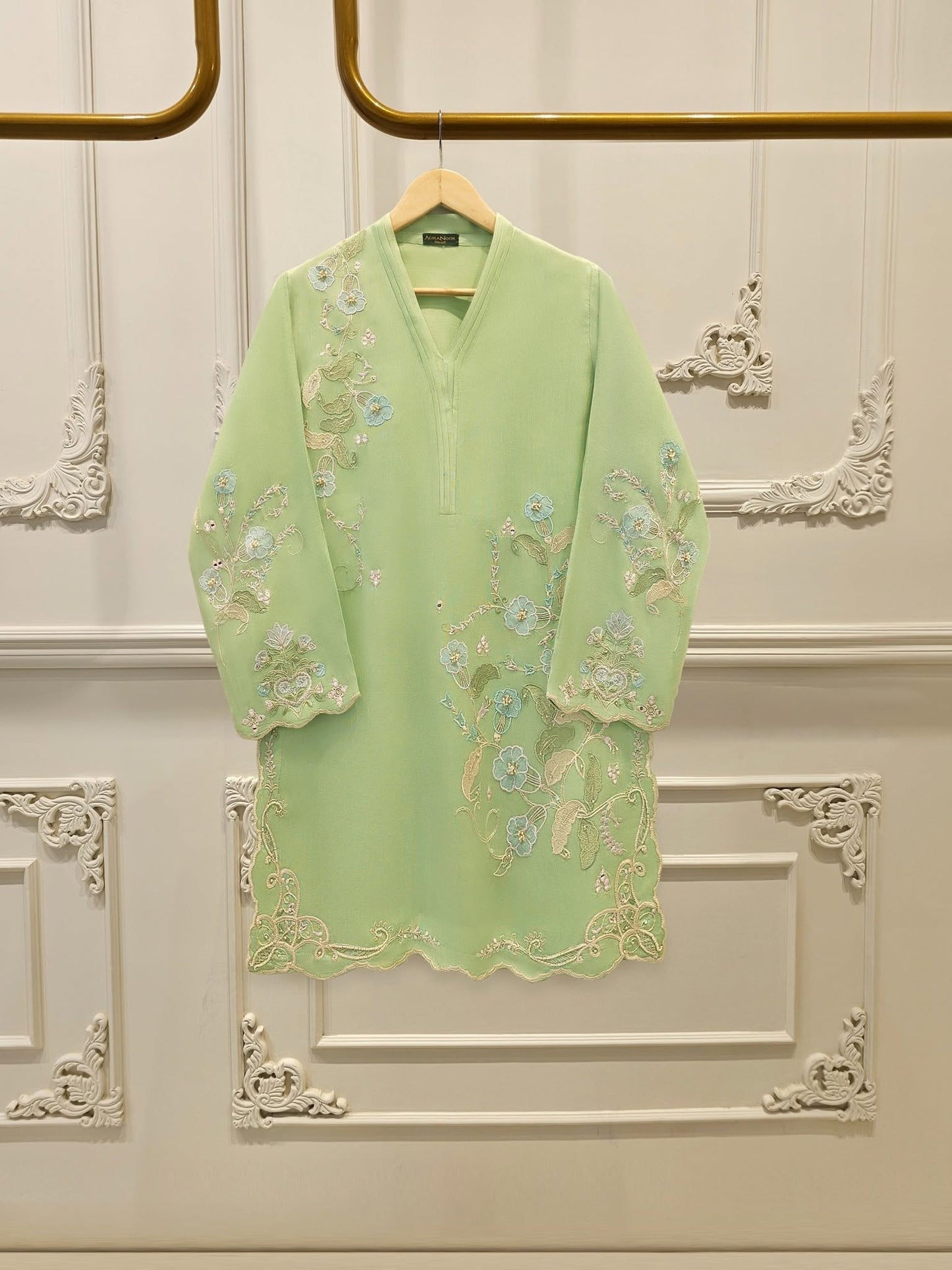 2 Piece - Pure Embroidered Cotton Net Suit