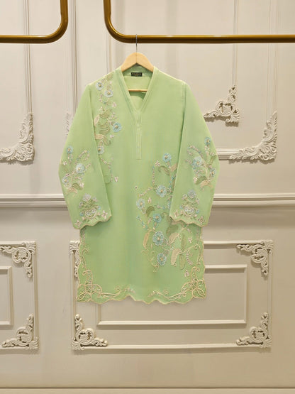2 Piece - Pure Embroidered Cotton Net Suit