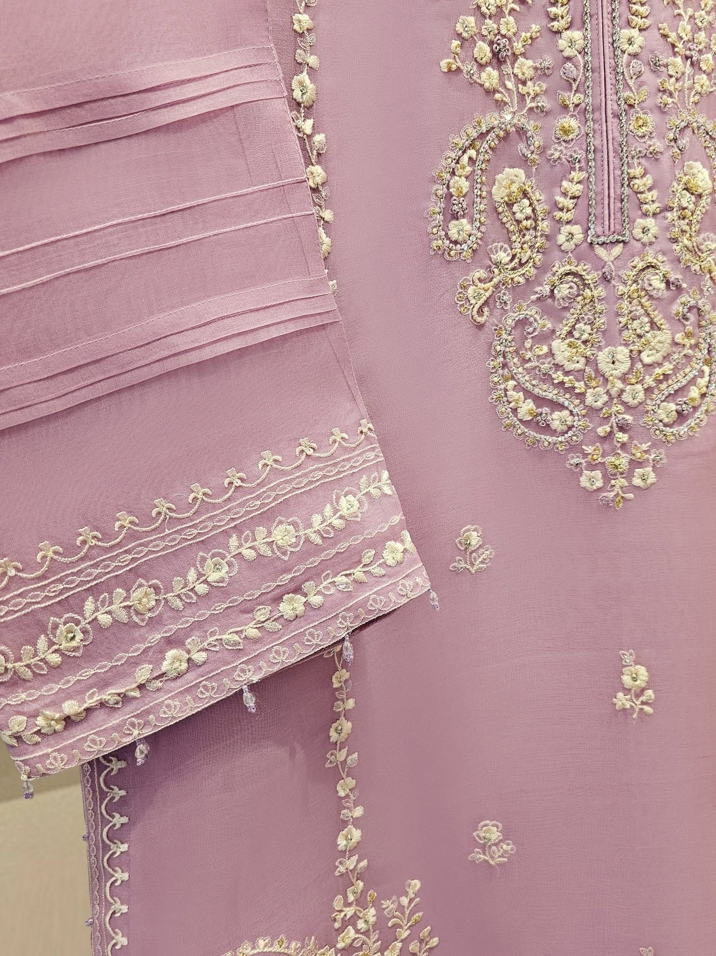 3 Piece - Pure Organza Embroidered Suit