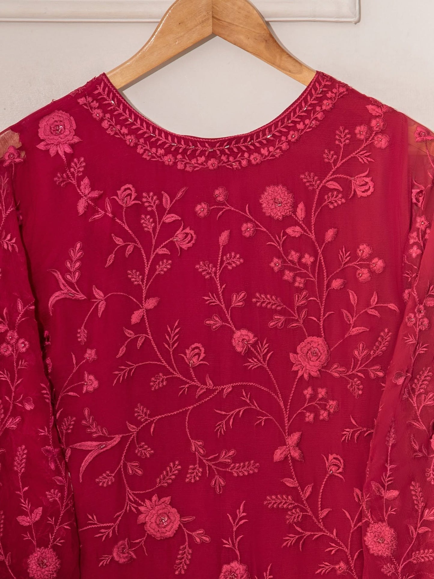 2 Piece - Pure Chiffon Embroidered Suit