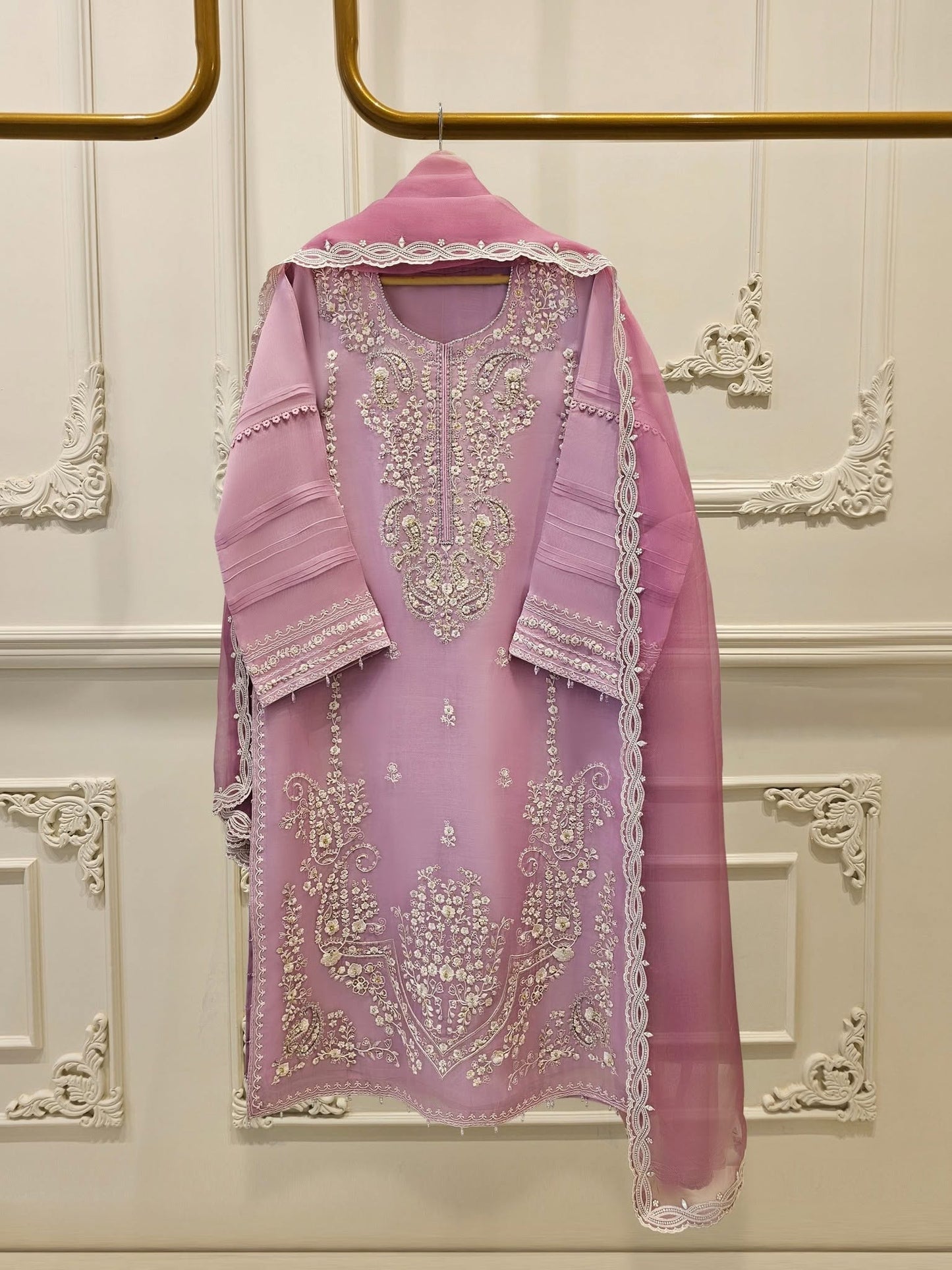 3 Piece - Pure Organza Embroidered Suit