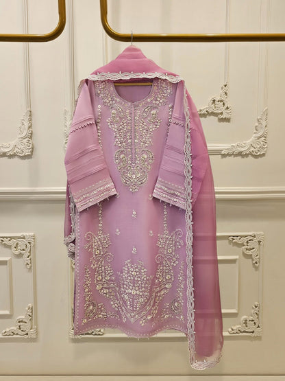 3 Piece - Pure Organza Embroidered Suit