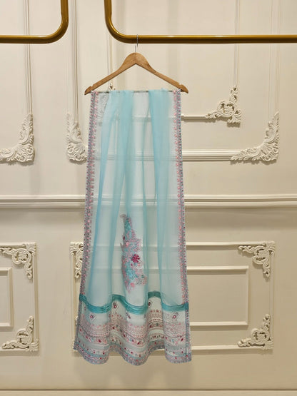 3 Piece - Pure Organza Embroidered Suit