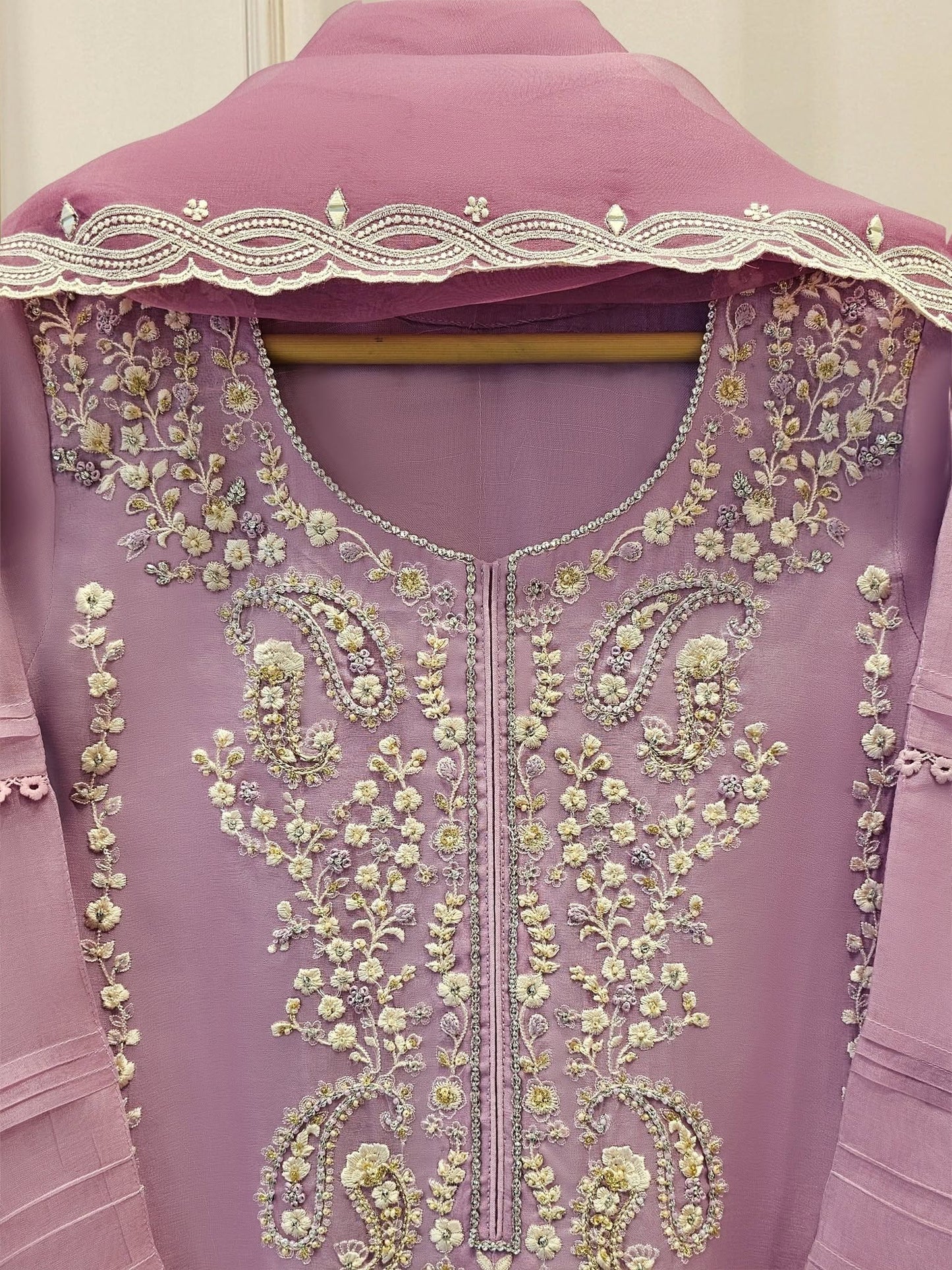 3 Piece - Pure Organza Embroidered Suit