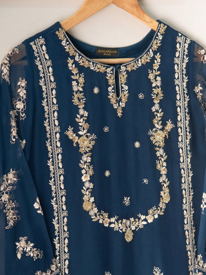 2 Piece - Pure Chiffon Embroidered Suit