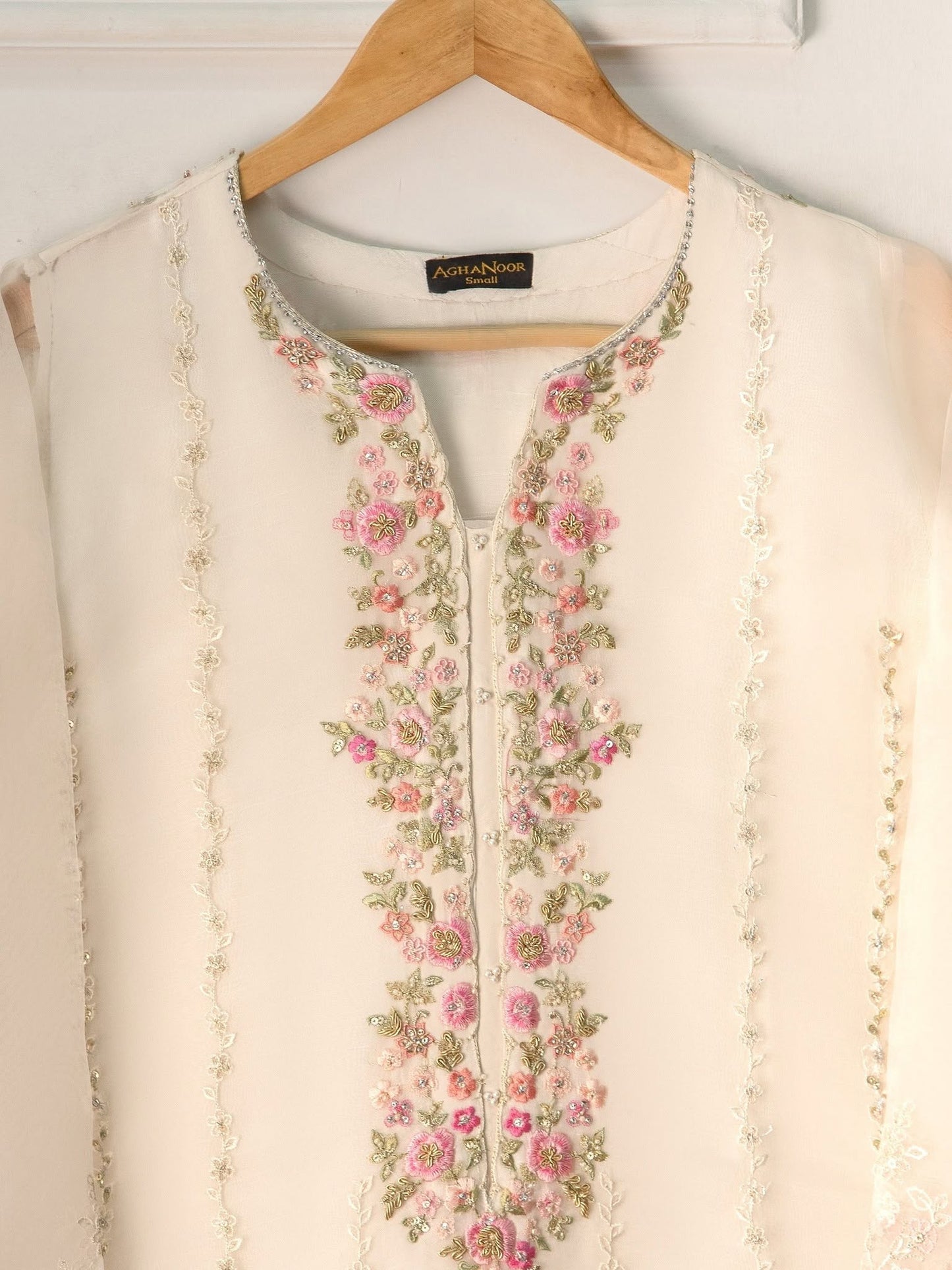 3 Piece- Pure Organza Embroidered Suit