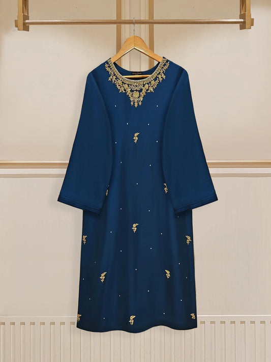 2 Piece- Pure Silk Net Embroidered Suit