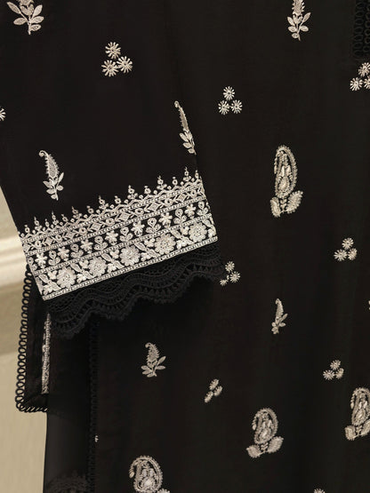 Pure Embroidered Cotton Net Suit | 3 Piece