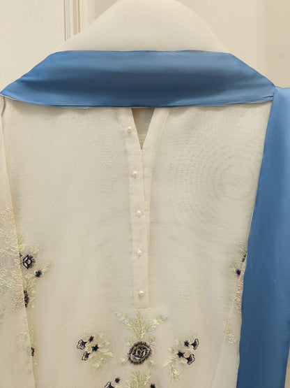 Pure Embroidered Cotton Net Suit | 3 Piece