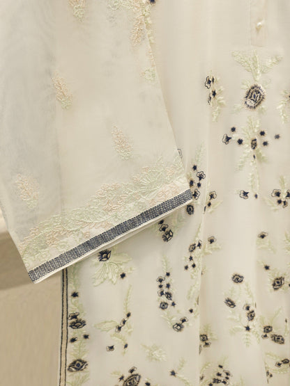 Pure Embroidered Cotton Net Suit | 3 Piece