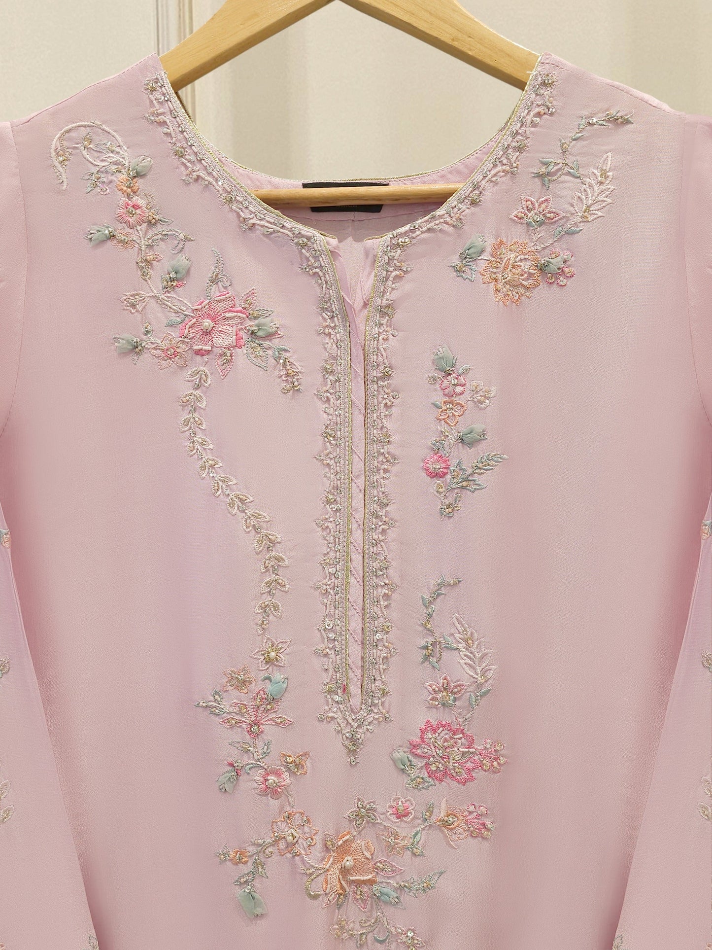Pure Embroidered Sheesha Silk Shirt