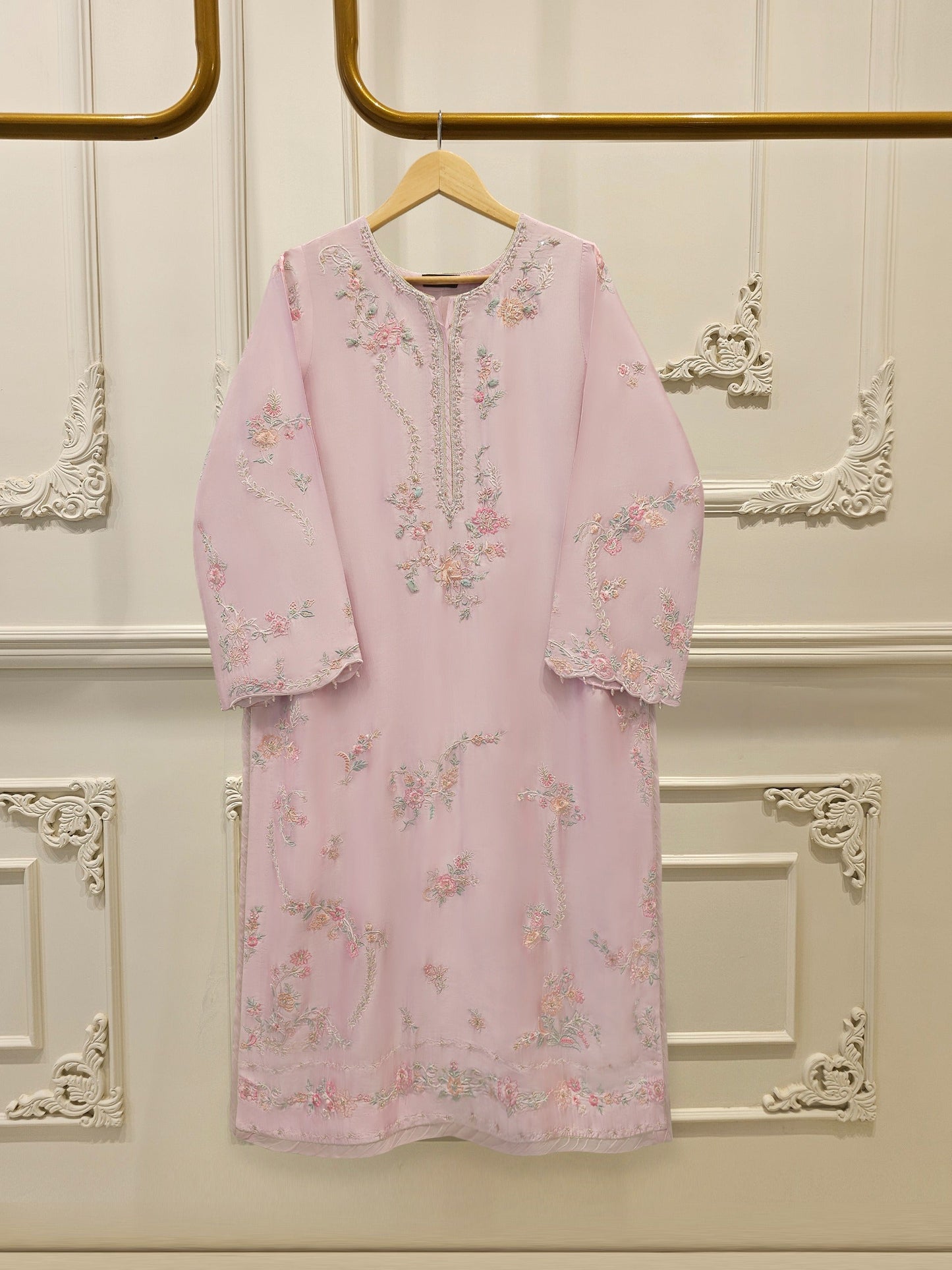 Pure Embroidered Sheesha Silk Shirt