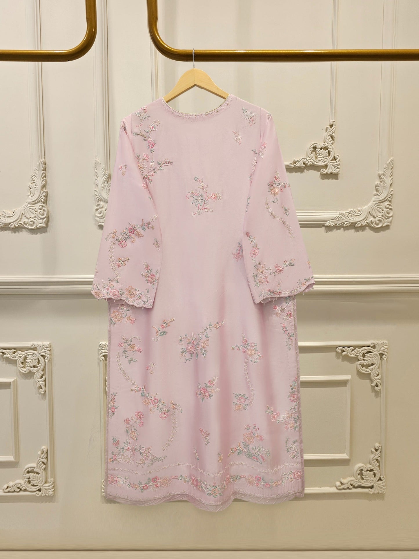 Pure Embroidered Sheesha Silk Shirt