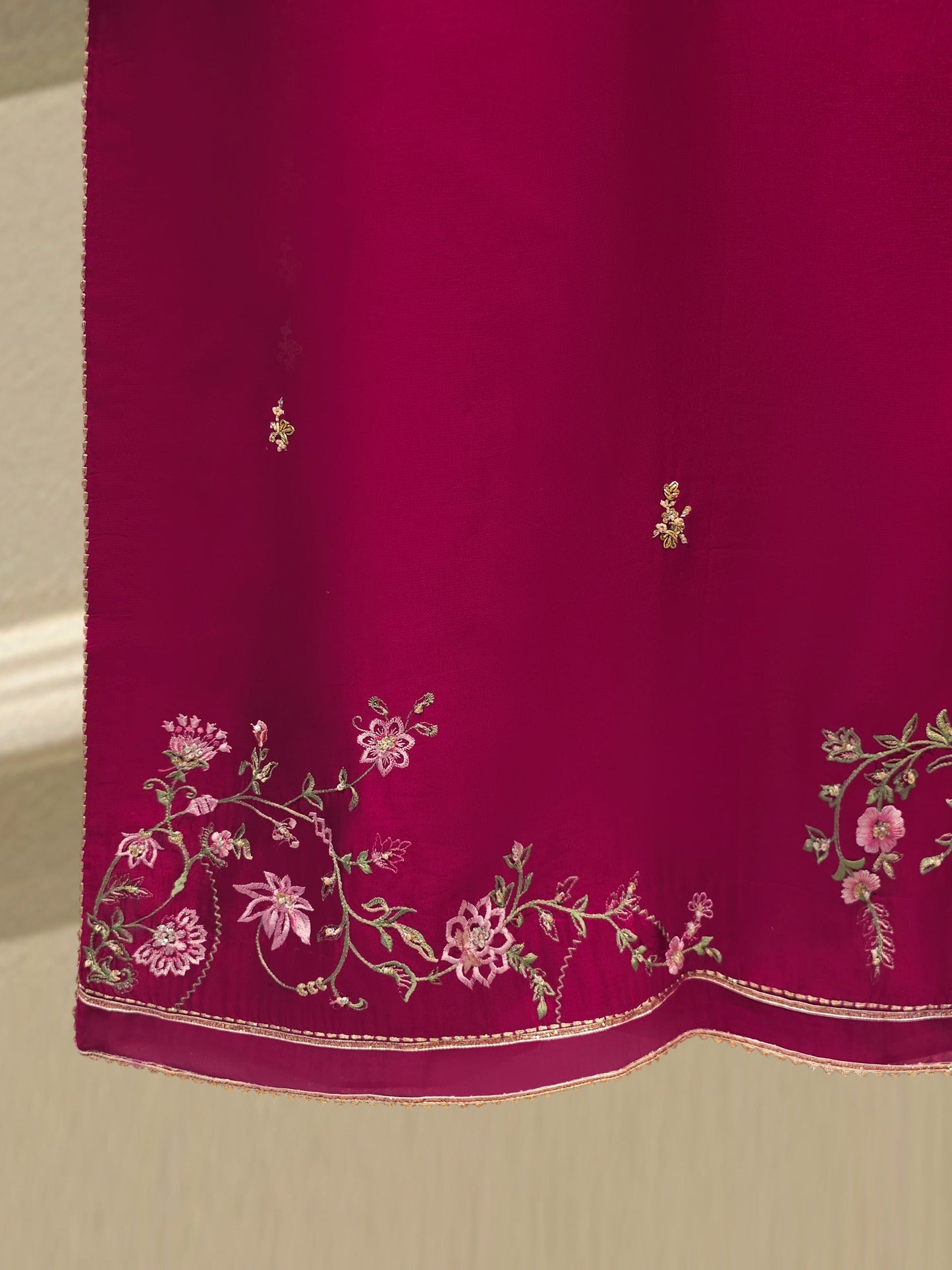 3 Piece- Pure Sheesha Silk Embroidered Suit