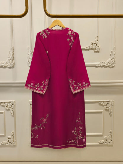 3 Piece- Pure Sheesha Silk Embroidered Suit