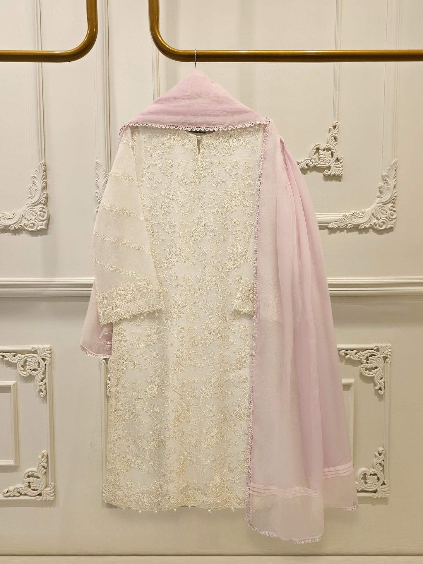 3 Piece - Pure Embroidered Cotton Net Suit