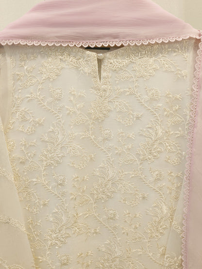 3 Piece - Pure Embroidered Cotton Net Suit