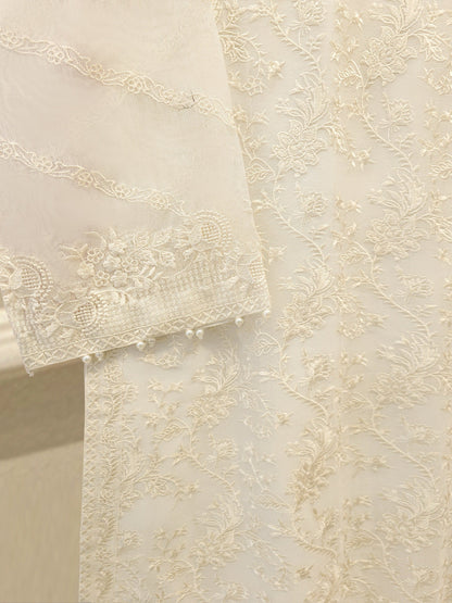 3 Piece - Pure Embroidered Cotton Net Suit