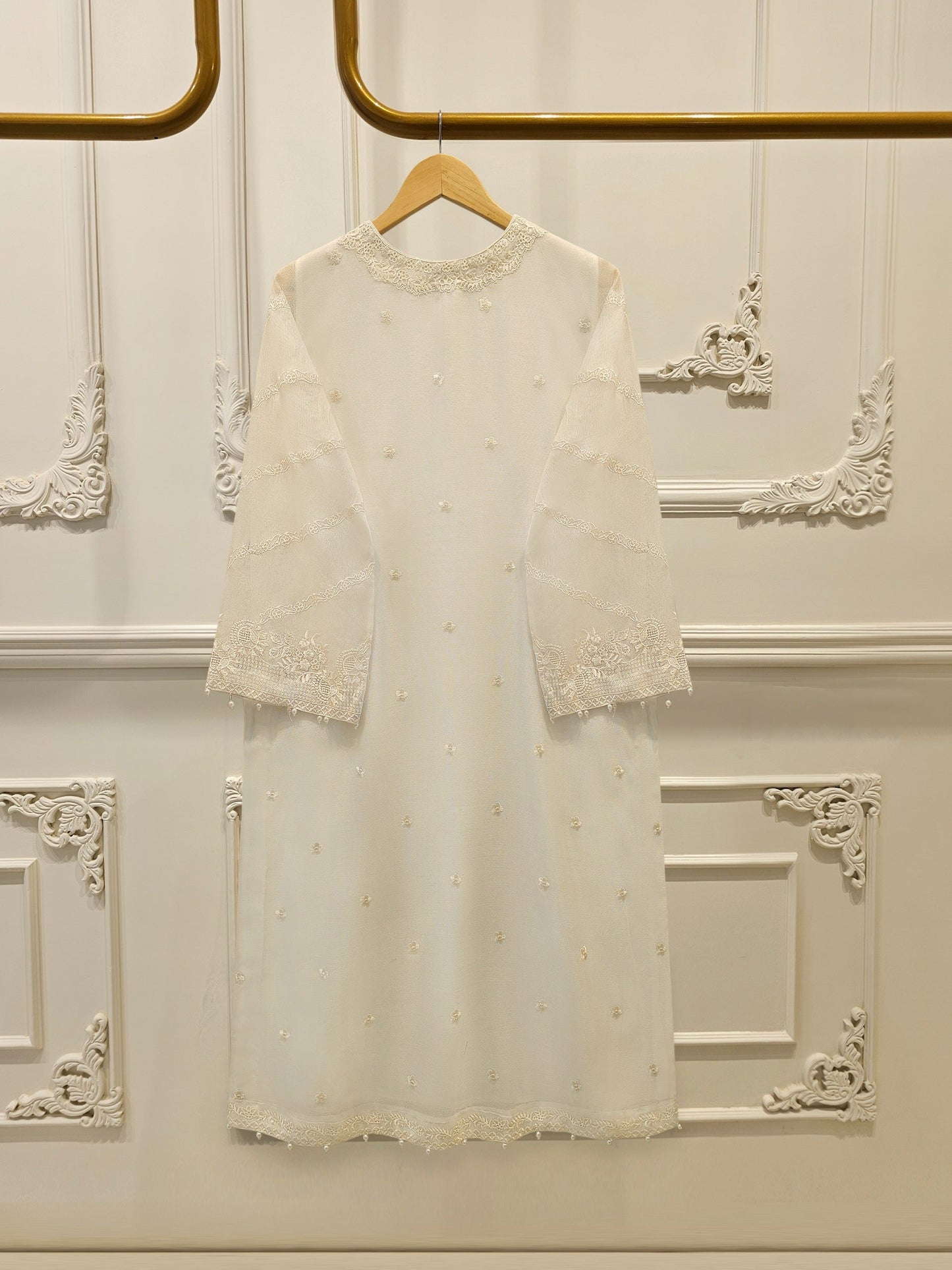 3 Piece - Pure Embroidered Cotton Net Suit