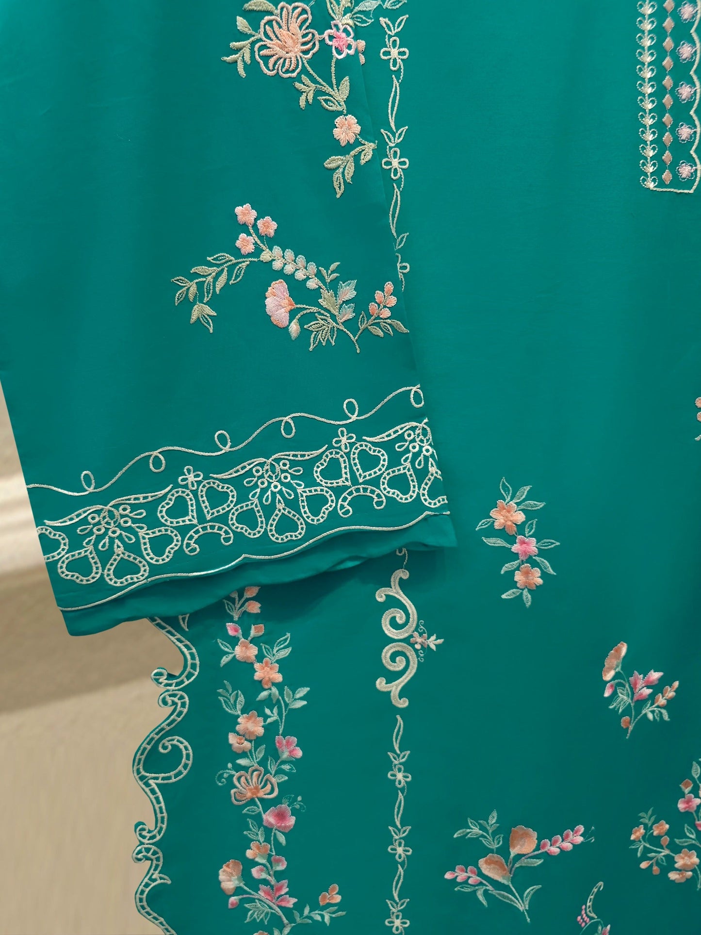 3 Piece - Embroidered Cambric Suit