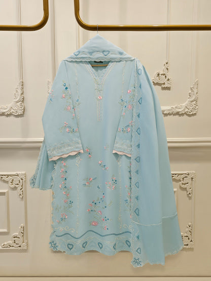 3 Piece - Embroidered Cambric Suit