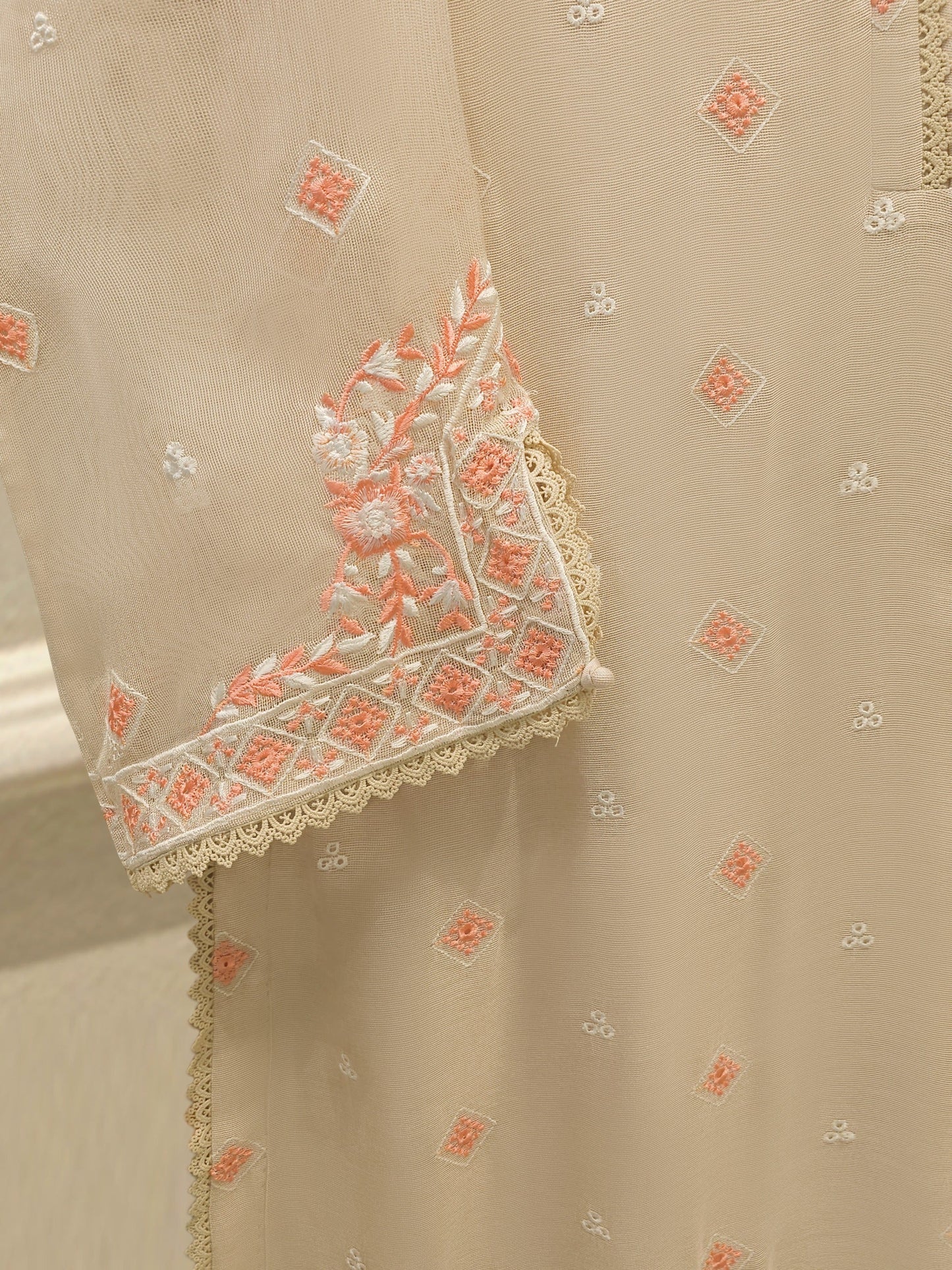 3 Piece - Pure Embroidered Cotton Net Suit
