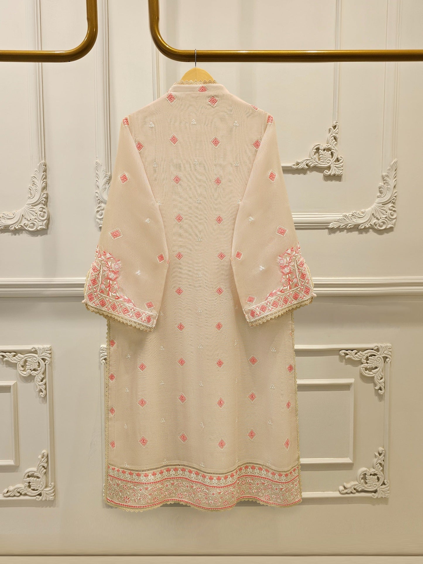 3 Piece - Pure Embroidered Cotton Net Suit