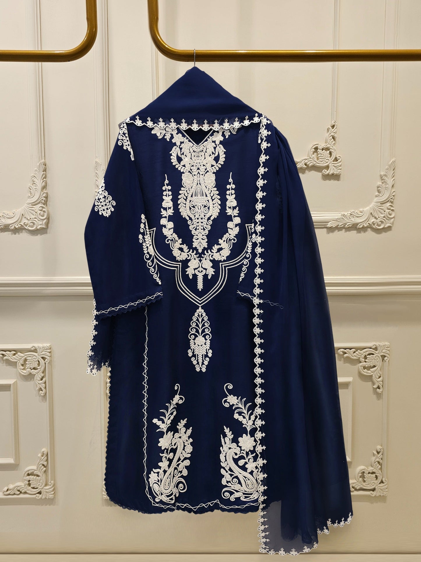 AGHA NOOR 3 Piece - Pure Embroidered Korean Silk Suit