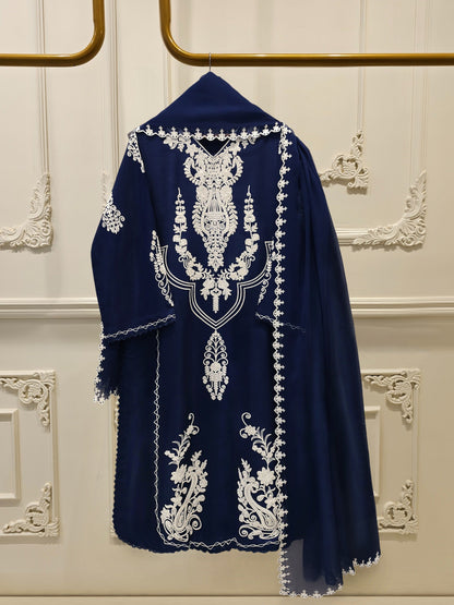 AGHA NOOR 3 Piece - Pure Embroidered Korean Silk Suit
