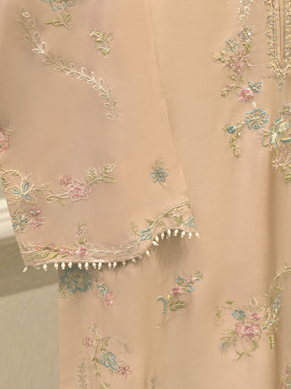 AGHA NOOR Pure Embroidered Sheesha Silk Shirt