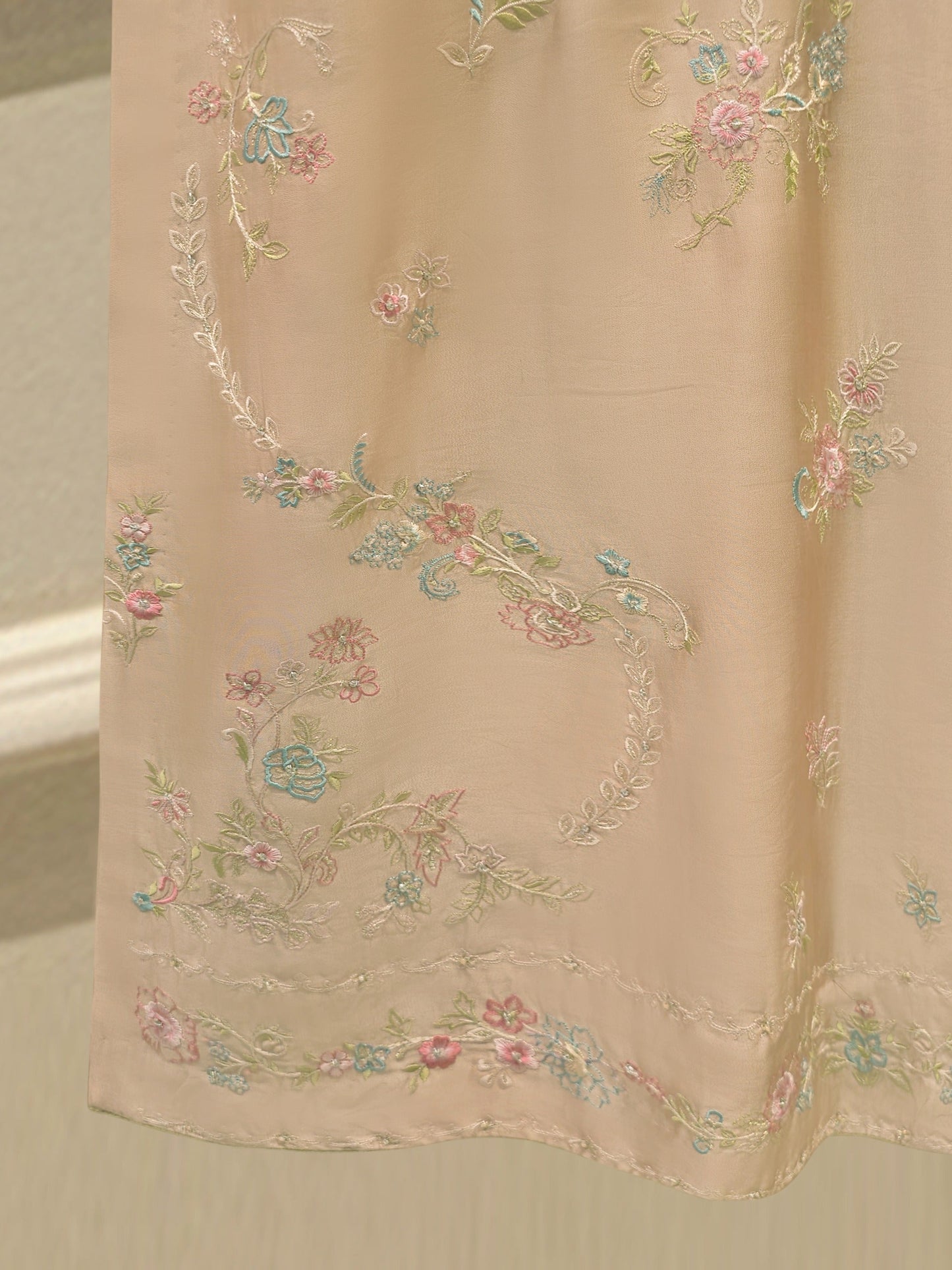 AGHA NOOR Pure Embroidered Sheesha Silk Shirt