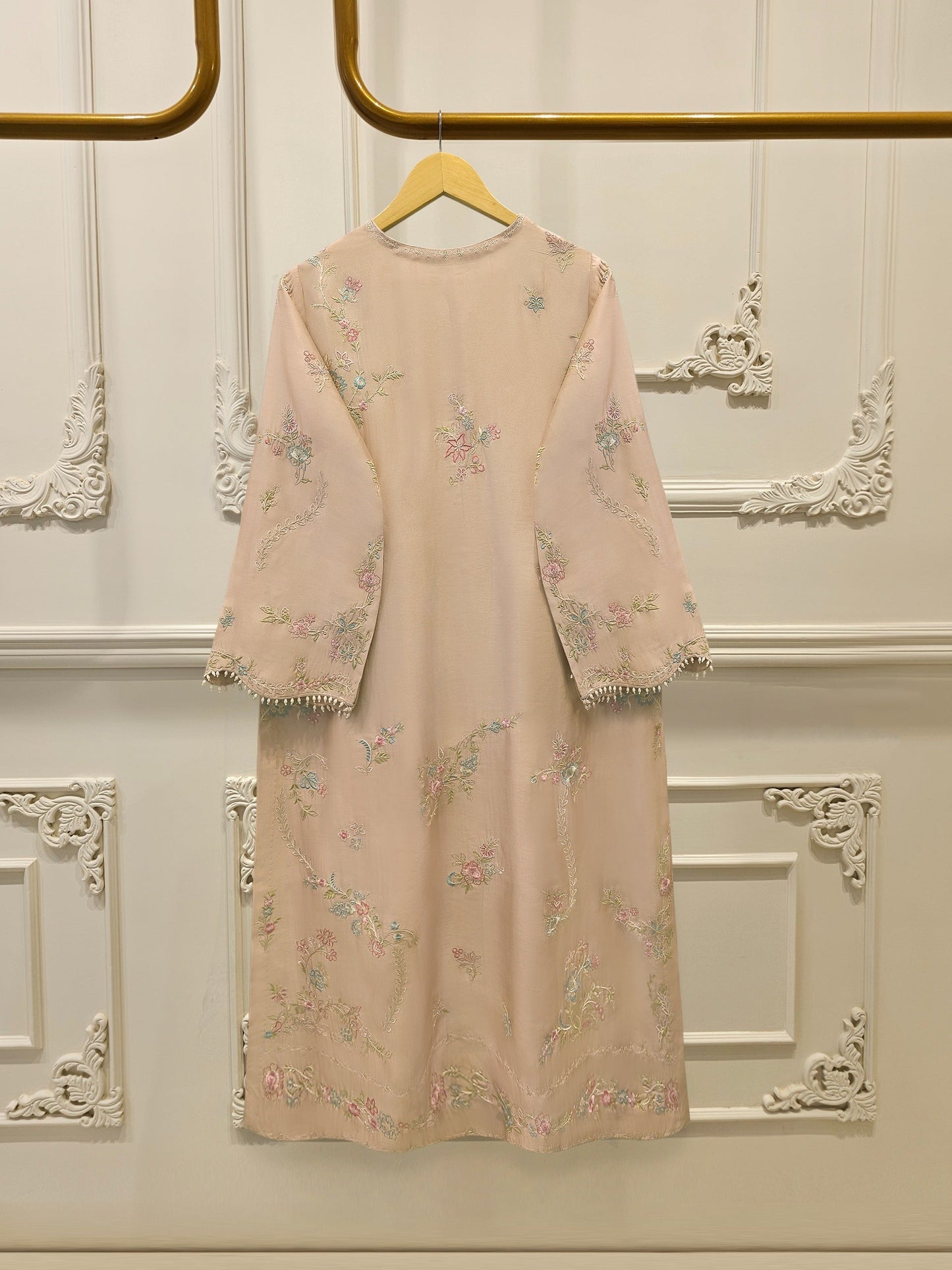 AGHA NOOR Pure Embroidered Sheesha Silk Shirt