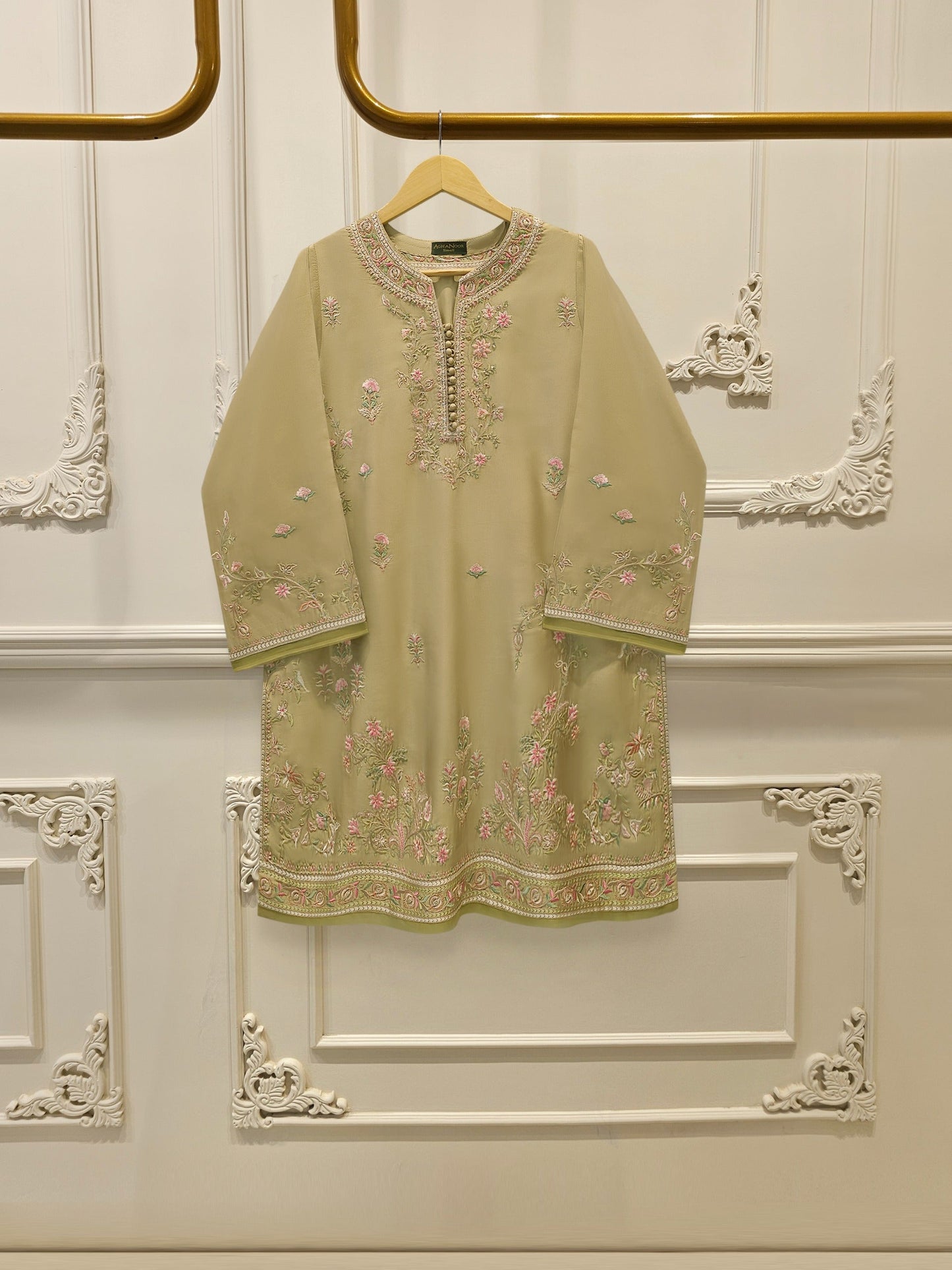 AGHA NOOR 2 Piece- Pure Sheesha Silk Embroidered Suit