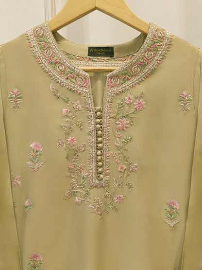 AGHA NOOR 2 Piece- Pure Sheesha Silk Embroidered Suit