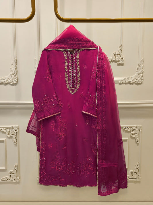 AGHA NOOR 3 Piece- Pure Sheesha Silk Embroidered Suit