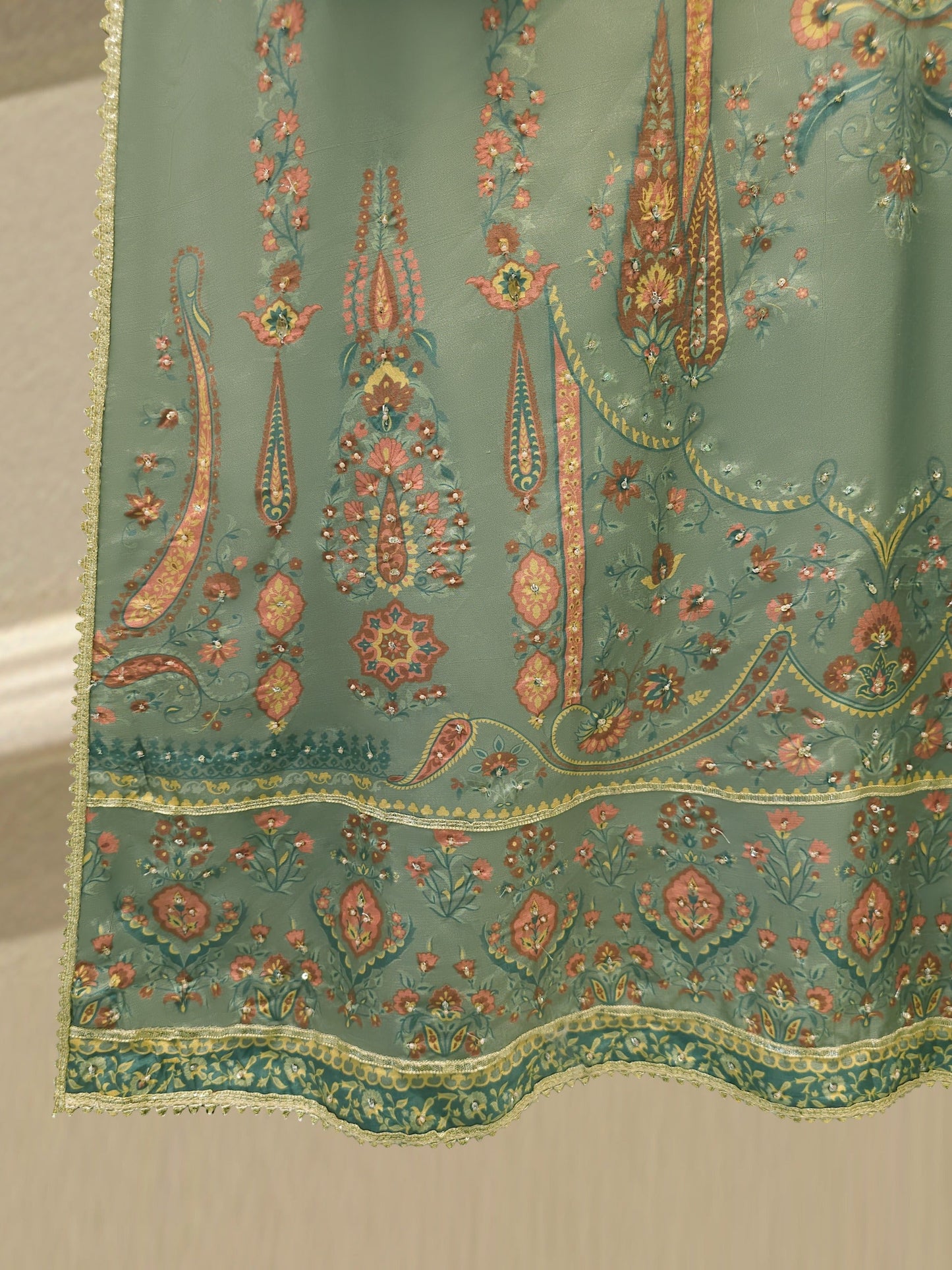 AGHA NOOR 3 Piece- Pure Printed Raw Silk Embroidered Suit
